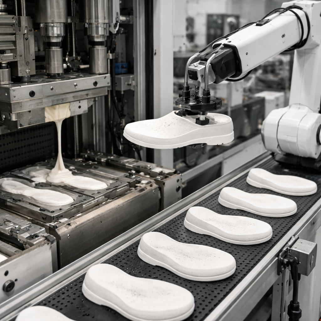 Automated footwear sole production process